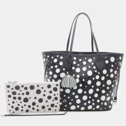 Pre Owned Louis Vuitton X Yayoi Kusama Neverfull Mm Tote Bag In Monogram Empreinte Leather Black And White With Infinity Dots