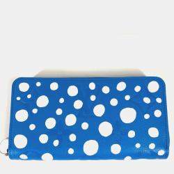 Pre Owned Louis Vuitton Zippy Wallet Infinity Dot Monogram Empreinte Long Leather Blue