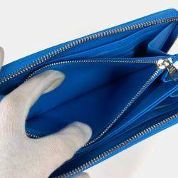 Pre Owned Louis Vuitton Zippy Wallet Infinity Dot Monogram Empreinte Long Leather Blue