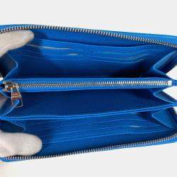 Pre Owned Louis Vuitton Zippy Wallet Infinity Dot Monogram Empreinte Long Leather Blue