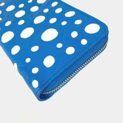 Pre Owned Louis Vuitton Zippy Wallet Infinity Dot Monogram Empreinte Long Leather Blue