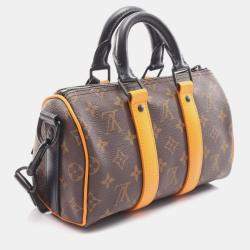 Pre Owned Louis Vuitton Keepall Bandouliere 25 Monogram Macassar Handbag Coated Canvas And Leather Brown