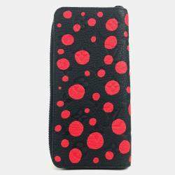 Pre Owned Louis Vuitton Monogram Empreinte Zippy Wallet Vertical Long Leather Noir Red