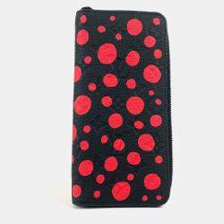 Pre Owned Louis Vuitton Monogram Empreinte Zippy Wallet Vertical Long Leather Noir Red