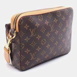 Pre Owned Louis Vuitton X Nigo Trio Messenger Bag Lv Squared Shoulder Coated Canvas And Leather With Monogram Stripe Brown