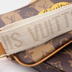 Pre Owned Louis Vuitton X Nigo Trio Messenger Bag Lv Squared Shoulder Coated Canvas And Leather With Monogram Stripe Brown