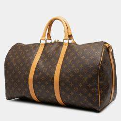 Pre Owned Louis Vuitton Brown Monogram Keepall Bandouliere 50