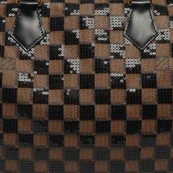 Pre Owned Louis Vuitton Damier Ebene and Sequins Paillettes Limited Edition Speedy 30 Bag