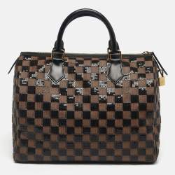Pre Owned Louis Vuitton Damier Ebene and Sequins Paillettes Limited Edition Speedy 30 Bag
