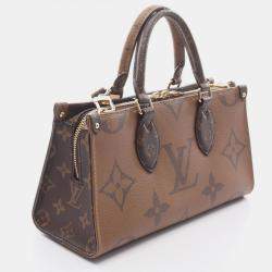 Pre Owned Louis Vuitton On The Go East West Brown Canvas Satchel Bag
