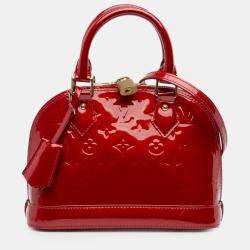 Pre Owned Louis Vuitton Red Monogram Vernis Alma BB