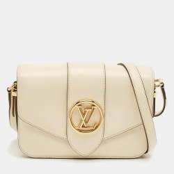 Pre Owned Louis Vuitton Cream Leather LV Pont 9 Bag