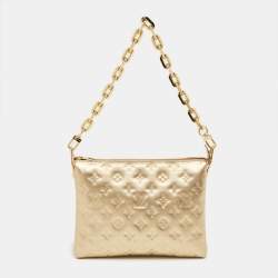 Pre Owned Louis Vuitton Gold Monogram Embossed Leather Coussin PM Bag