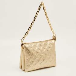 Pre Owned Louis Vuitton Gold Monogram Embossed Leather Coussin PM Bag