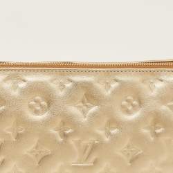 Pre Owned Louis Vuitton Gold Monogram Embossed Leather Coussin PM Bag