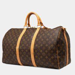 Pre Owned Louis Vuitton Brown Monogram Keepall Bandouliere 50
