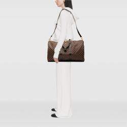 Pre Owned Louis Vuitton Brown Damier Ebene Keepall Bandouliere 55