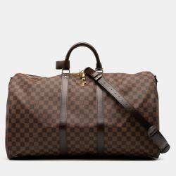 Pre Owned Louis Vuitton Brown Damier Ebene Keepall Bandouliere 55