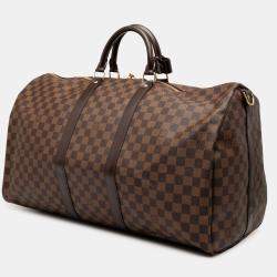 Pre Owned Louis Vuitton Brown Damier Ebene Keepall Bandouliere 55