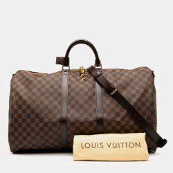 Pre Owned Louis Vuitton Brown Damier Ebene Keepall Bandouliere 55