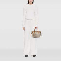 Pre Owned Louis Vuitton White Damier Azur Neverfull PM