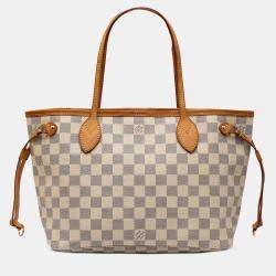 Pre Owned Louis Vuitton White Damier Azur Neverfull PM