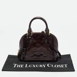 Pre Owned Louis Vuitton Terre D’Ombre Monogram Vernis Alma BB Bag