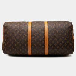 Pre Owned Louis Vuitton Brown Monogram Keepall Bandouliere 55