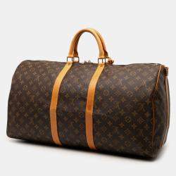 Pre Owned Louis Vuitton Brown Monogram Keepall Bandouliere 55