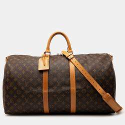 Pre Owned Louis Vuitton Brown Monogram Keepall Bandouliere 55