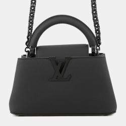 Pre Owned Louis Vuitton Capucines Ew Noir Taurillon Leather Size Mini
