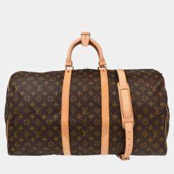 Pre Owned Louis Vuitton Monogram Keepall Bandouliere 55 Duffle Bag