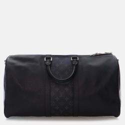 Pre Owned Louis Vuitton Black Taigarama Keepall Bandouliere 50