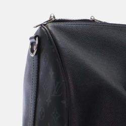 Pre Owned Louis Vuitton Black Taigarama Keepall Bandouliere 50