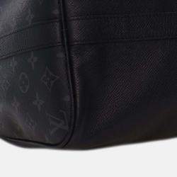 Pre Owned Louis Vuitton Black Taigarama Keepall Bandouliere 50