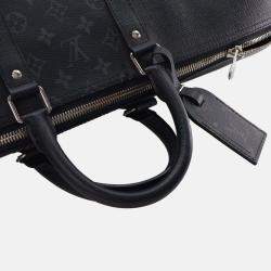 Pre Owned Louis Vuitton Black Taigarama Keepall Bandouliere 50