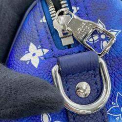 Pre Owned Louis Vuitton Blue Monogram Bandana City Keepall