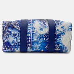 Pre Owned Louis Vuitton Blue Monogram Bandana City Keepall