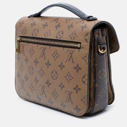 Pre Owned Louis Vuitton Brown Monogram Reverse Pochette Metis
