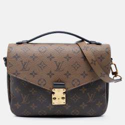 Pre Owned Louis Vuitton Brown Monogram Reverse Pochette Metis