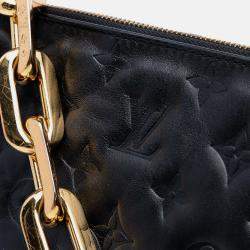 Pre Owned Louis Vuitton Black Monogram Embossed Puffy Lambskin Coussin MM