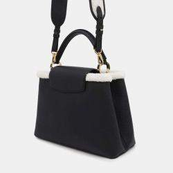 Pre Owned Louis Vuitton Handbag Taurillon Leather Shearling Capucines MM Black