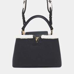 Pre Owned Louis Vuitton Handbag Taurillon Leather Shearling Capucines MM Black