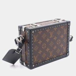 Pre Owned Louis Vuitton Monogram Macassar Clutch Box Brown Black Coated Canvas Leather Shoulder Bag