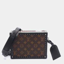 Pre Owned Louis Vuitton Monogram Macassar Clutch Box Brown Black Coated Canvas Leather Shoulder Bag