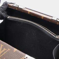 Pre Owned Louis Vuitton Monogram Macassar Clutch Box Brown Black Coated Canvas Leather Shoulder Bag