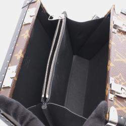 Pre Owned Louis Vuitton Monogram Macassar Clutch Box Brown Black Coated Canvas Leather Shoulder Bag
