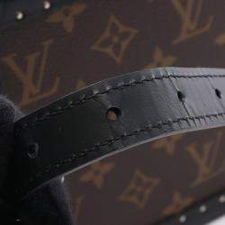Pre Owned Louis Vuitton Monogram Macassar Clutch Box Brown Black Coated Canvas Leather Shoulder Bag