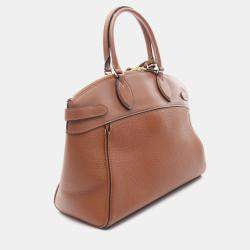 Pre Owned Louis Vuitton Vendome Mm Gold Handbag In Taurillon Leather Brown