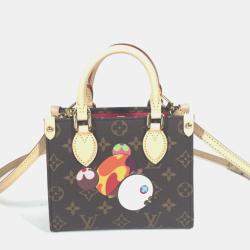 Pre Owned Louis Vuitton On The Go Bb Monogram Takashi Murakami Handbag Canvas Brown